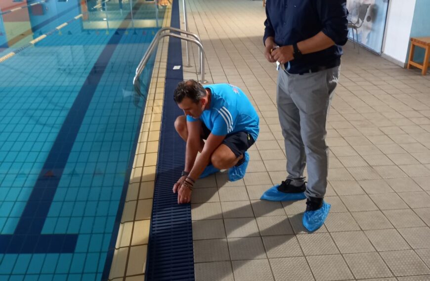 Νέες σχάρες υπερχείλησης στο κολυμβητήριο του &nbsp;Παγκρητίου Σταδίου.